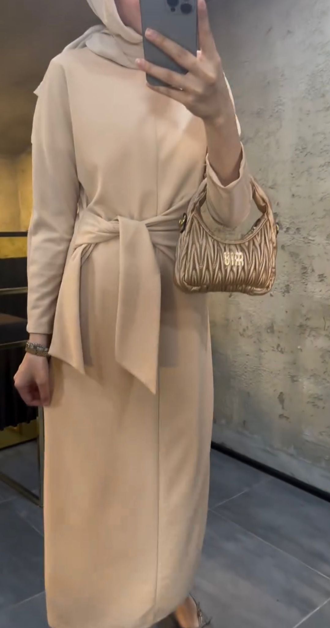 Crêpe Jurk Beige