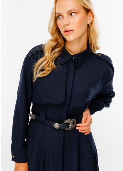 Premium Trench Dress Blauw