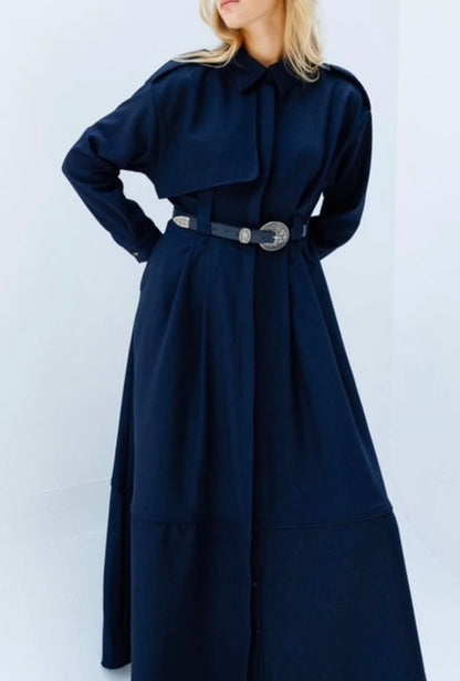 Premium Trench Dress Blauw